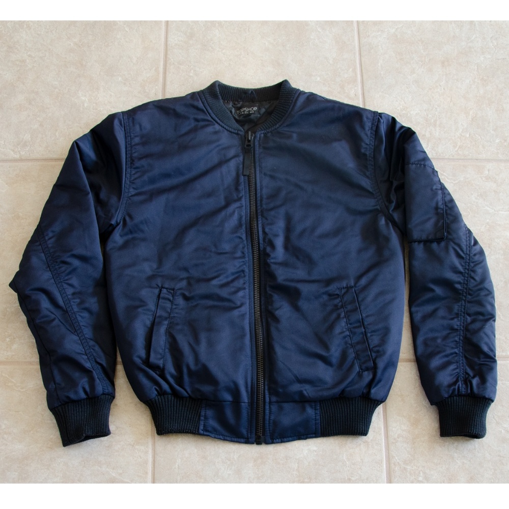 Topshop Navy Bomber Jacket